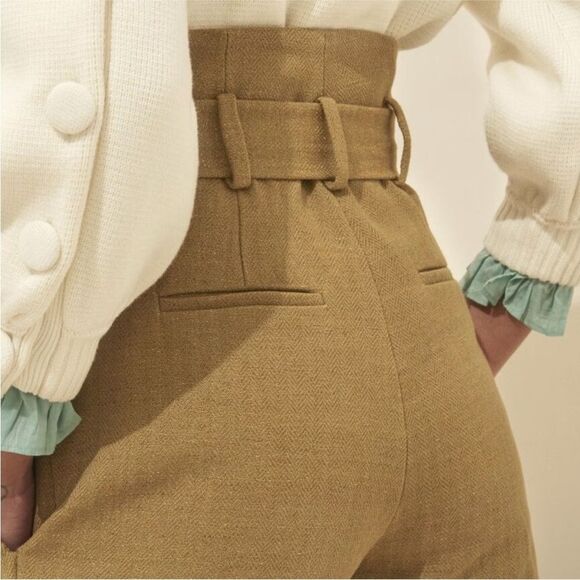 BA&SH | NEW The Nyle Tan High-Waisted Shorts with Belt Women’s Size X-Small - Picture 3 of 15